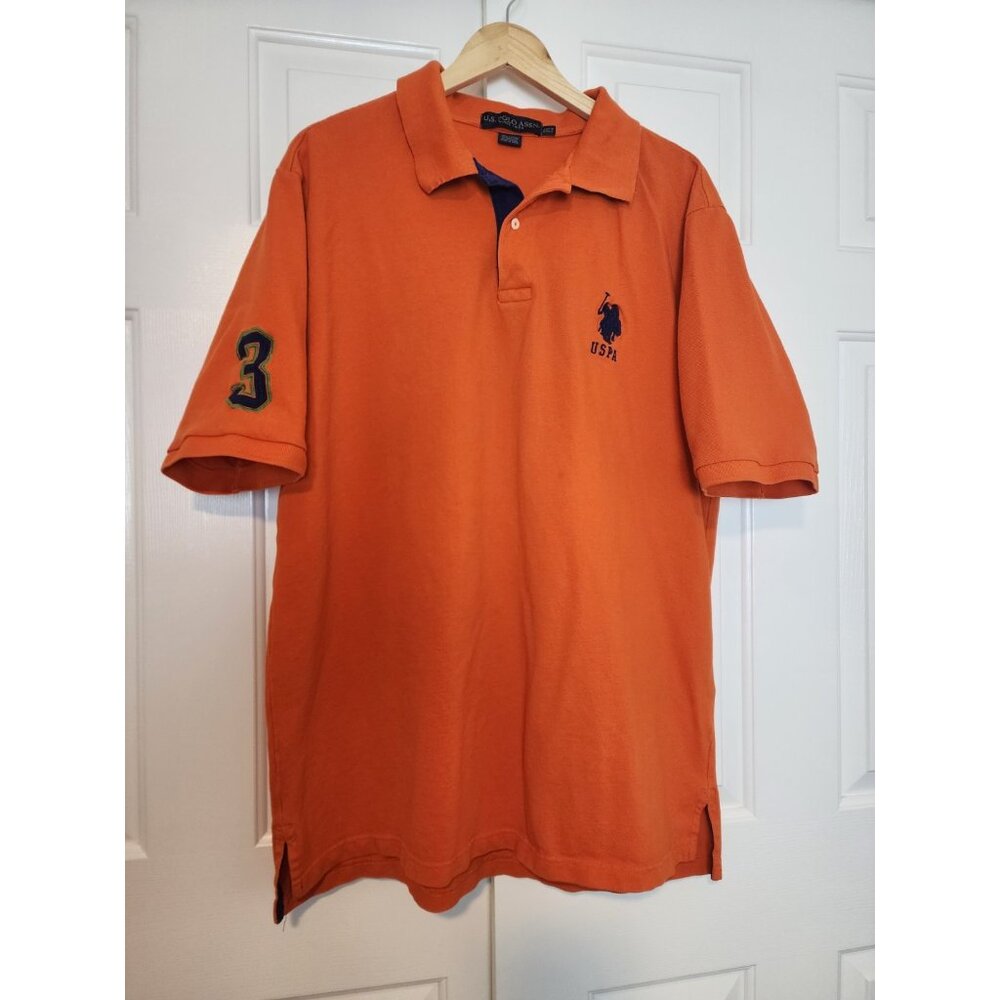 U.S. Polo assn Men's Golf Short Sleeve Orange Polo XXL Tal